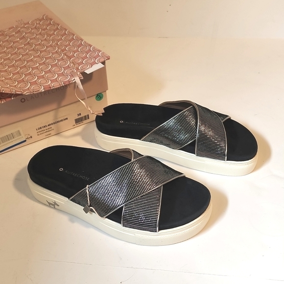 NIB L'autrechose Platform slides, leather, sz 38, 7 (US) - Picture 1 of 11